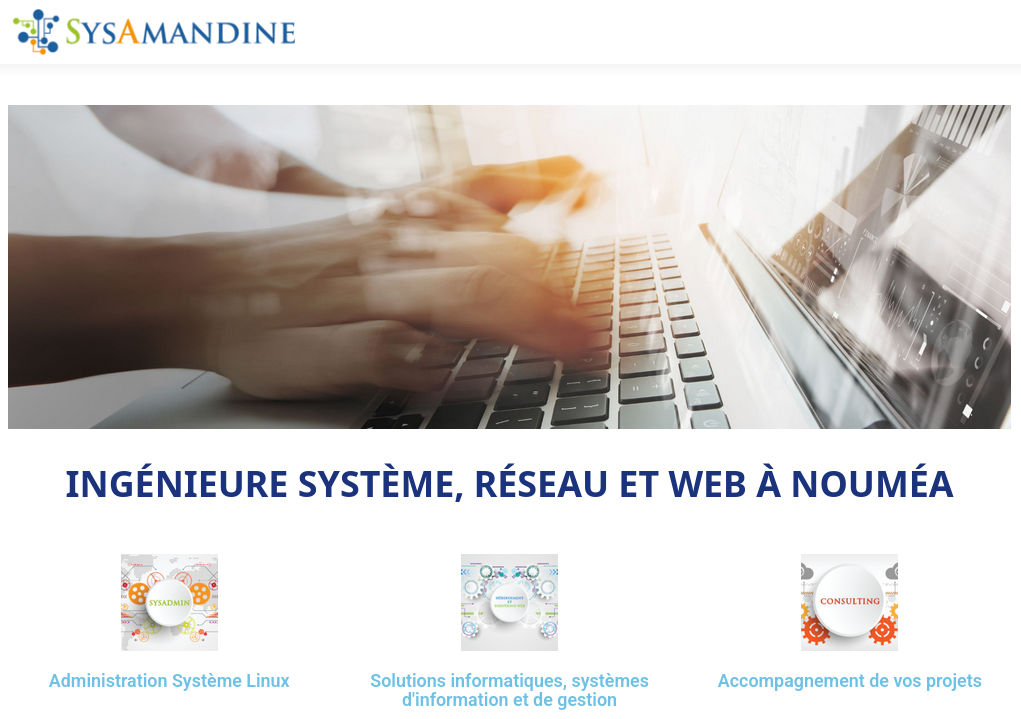 Aperçu du site SysAmandine — ingénierie système, réseau et web à Nouméa